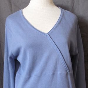 J. JILL - COTTON, V-Neck, Cornflower blue sweater